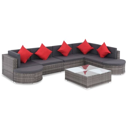 8-teiliges Gartensofa-Set und graue synthetische Rattankissen von , Gartensets - Ref: Foro24-44431, Preis: 761,60 €, Rabatt: %