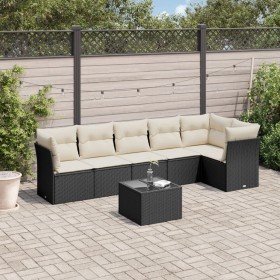 7-teiliges Garten-Essset und schwarze Kissen aus synthetischem Rattan von , Gartensets - Ref: Foro24-3217666, Preis: 463,70 €...