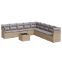 Gartensofa-Set mit beigen Kissen, 10-teilig, synthetisches Rattan von , Gartensets - Ref: Foro24-3217789, Preis: 679,22 €, Ra...