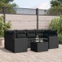 7-teiliges Garten-Essset und schwarze Kissen aus synthetischem Rattan von , Modulare Sofas für den Außenbereich - Ref: Foro24...