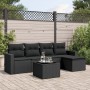 6-teiliges Gartensofa-Set und schwarze synthetische Rattankissen von , Modulare Sofas für den Außenbereich - Ref: Foro24-3251...