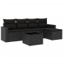 6-teiliges Gartensofa-Set und schwarze synthetische Rattankissen von , Modulare Sofas für den Außenbereich - Ref: Foro24-3251...