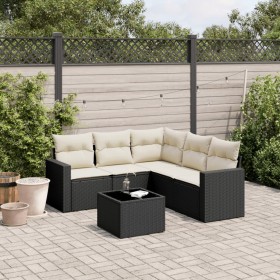 Set muebles de jardín 6 piezas y cojines ratán sintético negro de , Sofás modulares de exterior - Ref: Foro24-3251293, Precio...