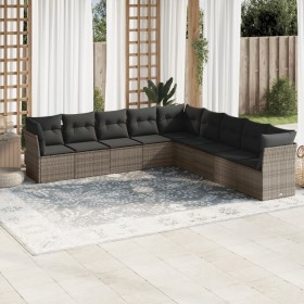 9-piece garden furniture set and gray synthetic rattan cushions by , Garden sets - Ref: Foro24-3217780, Price: 554,45 €, Disc...