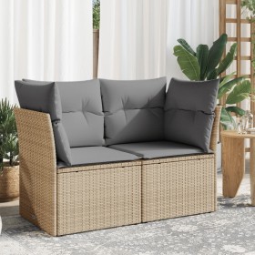 2-seater garden sofa with cushions, beige synthetic rattan by , Outdoor sofas - Ref: Foro24-366087, Price: 146,06 €, Discount: %