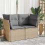 2-seater garden sofa with cushions, beige synthetic rattan by , Outdoor sofas - Ref: Foro24-366087, Price: 144,99 €, Discount: %