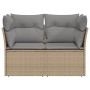 2-seater garden sofa with cushions, beige synthetic rattan by , Outdoor sofas - Ref: Foro24-366087, Price: 144,99 €, Discount: %