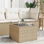 Garden table glass surface PE rattan beige 55x55x37 cm by , Garden tables - Ref: Foro24-366058, Price: 78,99 €, Discount: %