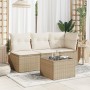 Garden table glass surface PE rattan beige 55x55x37 cm by , Garden tables - Ref: Foro24-366058, Price: 78,99 €, Discount: %