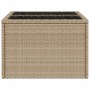 Mesa de jardín superficie de vidrio ratán PE beige 55x55x37 cm de , Mesas de jardín - Ref: Foro24-366058, Precio: 76,01 €, De...