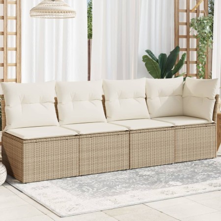 4-seater garden sofa with beige synthetic rattan cushions by , Outdoor sofas - Ref: Foro24-366053, Price: 287,80 €, Discount: %