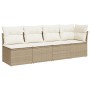 4-seater garden sofa with beige synthetic rattan cushions by , Outdoor sofas - Ref: Foro24-366053, Price: 287,80 €, Discount: %