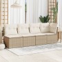 4-seater garden sofa with beige synthetic rattan cushions by , Outdoor sofas - Ref: Foro24-366053, Price: 287,80 €, Discount: %