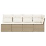 4-seater garden sofa with beige synthetic rattan cushions by , Outdoor sofas - Ref: Foro24-366053, Price: 287,80 €, Discount: %