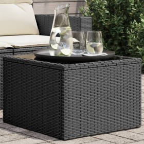 Garden table glass surface PE rattan black 55x55x37 cm by , Garden tables - Ref: Foro24-365969, Price: 81,99 €, Discount: %