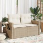 2-Sitzer-Gartensofa mit Kissen, beiges synthetisches Rattan von , Outdoor-Sofas - Ref: Foro24-366079, Preis: 225,11 €, Rabatt: %