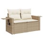 2-Sitzer-Gartensofa mit Kissen, beiges synthetisches Rattan von , Outdoor-Sofas - Ref: Foro24-366079, Preis: 225,11 €, Rabatt: %