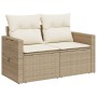 2-Sitzer-Gartensofa mit Kissen, beiges synthetisches Rattan von , Outdoor-Sofas - Ref: Foro24-366079, Preis: 225,11 €, Rabatt: %