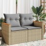 2-seater garden sofa with cushions, beige synthetic rattan by , Outdoor sofas - Ref: Foro24-366109, Price: 188,65 €, Discount: %