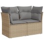 2-seater garden sofa with cushions, beige synthetic rattan by , Outdoor sofas - Ref: Foro24-366102, Price: 156,99 €, Discount: %