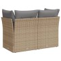 2-seater garden sofa with cushions, beige synthetic rattan by , Outdoor sofas - Ref: Foro24-366102, Price: 156,99 €, Discount: %