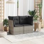 Gartensofa mit Kissen, 2-Sitzer, graues synthetisches Rattan von , Outdoor-Sofas - Ref: Foro24-366114, Preis: 154,23 €, Rabat...