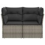 Gartensofa mit Kissen, 2-Sitzer, graues synthetisches Rattan von , Outdoor-Sofas - Ref: Foro24-366114, Preis: 154,23 €, Rabat...