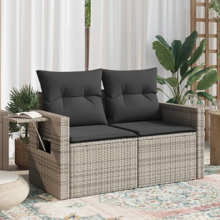 Gartensofa mit Kissen, 2-Sitzer, graues synthetisches Rattan von , Outdoor-Sofas - Ref: Foro24-366123, Preis: 188,55 €, Rabat...