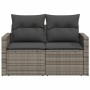 Gartensofa mit Kissen, 2-Sitzer, graues synthetisches Rattan von , Outdoor-Sofas - Ref: Foro24-366123, Preis: 188,55 €, Rabat...