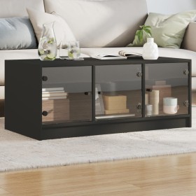 Mesa de centro con puertas de vidrio negra 102x50x42 cm de , Mesas de centro - Ref: Foro24-836414, Precio: 89,99 €, Descuento: %