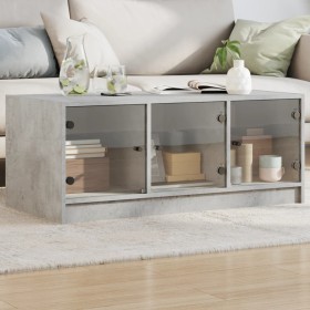 Mesa de centro con puertas de vidrio grs hormigón 102x50x42 cm de , Mesas de centro - Ref: Foro24-836416, Precio: 85,49 €, De...