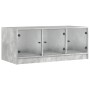 Mesa de centro con puertas de vidrio grs hormigón 102x50x42 cm de , Mesas de centro - Ref: Foro24-836416, Precio: 85,49 €, De...