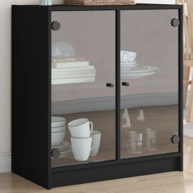 Auxiliary cabinet with black glass doors 68x37x75.5 cm by , Sideboards - Ref: Foro24-836421, Price: 85,47 €, Discount: %