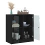 Armario auxiliar con puertas de vidrio negro 68x37x75,5 cm de , Aparadores - Ref: Foro24-836421, Precio: 85,58 €, Descuento: %