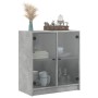 Armario auxiliar puertas de vidrio gris hormigón 68x37x75,5 cm de , Aparadores - Ref: Foro24-836423, Precio: 81,64 €, Descuen...