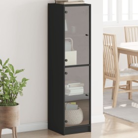 Sideboard with black glass doors 35x37x142 cm by , Sideboards - Ref: Foro24-836435, Price: 92,99 €, Discount: %