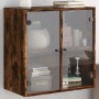 Wall cabinet with smoked oak glass doors 68x37x68.5 cm by , Lockers and storage cabinets - Ref: Foro24-836494, Price: 70,99 €...