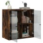 Wall cabinet with smoked oak glass doors 68x37x68.5 cm by , Lockers and storage cabinets - Ref: Foro24-836494, Price: 70,99 €...