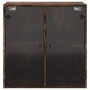 Mueble de pared puertas de vidrio roble ahumado 68x37x68,5 cm de , Taquillas y armarios de almacenamiento - Ref: Foro24-83649...