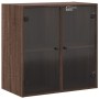 Wall cabinet oak brown glass doors 68x37x68.5 cm by , Lockers and storage cabinets - Ref: Foro24-836496, Price: 82,57 €, Disc...