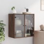 Wall cabinet oak brown glass doors 68x37x68.5 cm by , Lockers and storage cabinets - Ref: Foro24-836496, Price: 82,57 €, Disc...