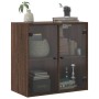 Wall cabinet oak brown glass doors 68x37x68.5 cm by , Lockers and storage cabinets - Ref: Foro24-836496, Price: 82,57 €, Disc...