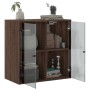 Wall cabinet oak brown glass doors 68x37x68.5 cm by , Lockers and storage cabinets - Ref: Foro24-836496, Price: 82,57 €, Disc...