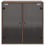 Wall cabinet oak brown glass doors 68x37x68.5 cm by , Lockers and storage cabinets - Ref: Foro24-836496, Price: 82,57 €, Disc...