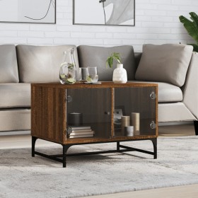 Coffee table with oak brown glass doors 68.5x50x50 cm by , Coffee table - Ref: Foro24-836545, Price: 66,99 €, Discount: %