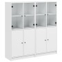 Black engineered wood shelving unit with doors 136x37x142 cm by , Bookcases and shelves - Ref: Foro24-3206524, Price: 239,79 ...