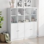 Black engineered wood shelving unit with doors 136x37x142 cm by , Bookcases and shelves - Ref: Foro24-3206524, Price: 239,79 ...