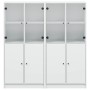 Black engineered wood shelving unit with doors 136x37x142 cm by , Bookcases and shelves - Ref: Foro24-3206524, Price: 239,79 ...