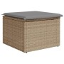 Taburete de jardín con cojín ratán sintético beige 55x55x37cm de , Otomanas de exterior - Ref: Foro24-366091, Precio: 64,05 €...