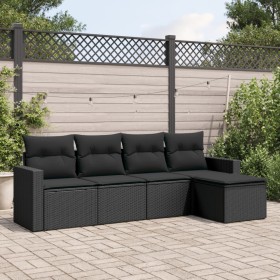 5-piece garden furniture set and black synthetic rattan cushions by , Modular outdoor sofas - Ref: Foro24-3251222, Price: 341...